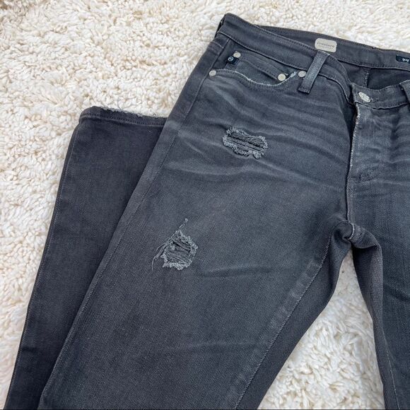 AG Adriano Goldschmied Premiere Skinny Straight Distressed Rip Whiskering Jeans - Picture 8 of 16